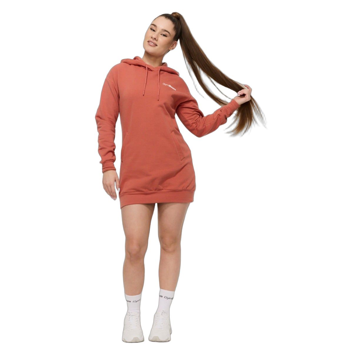 GymBeam Felpa donna lunga con cappuccio Limitless Cinnamon