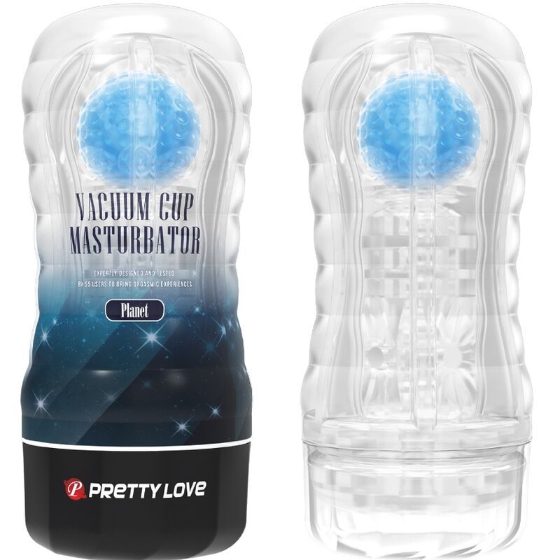 Masturbatore con sfera blu, vista in prospettiva. Marca: Pretty Love.