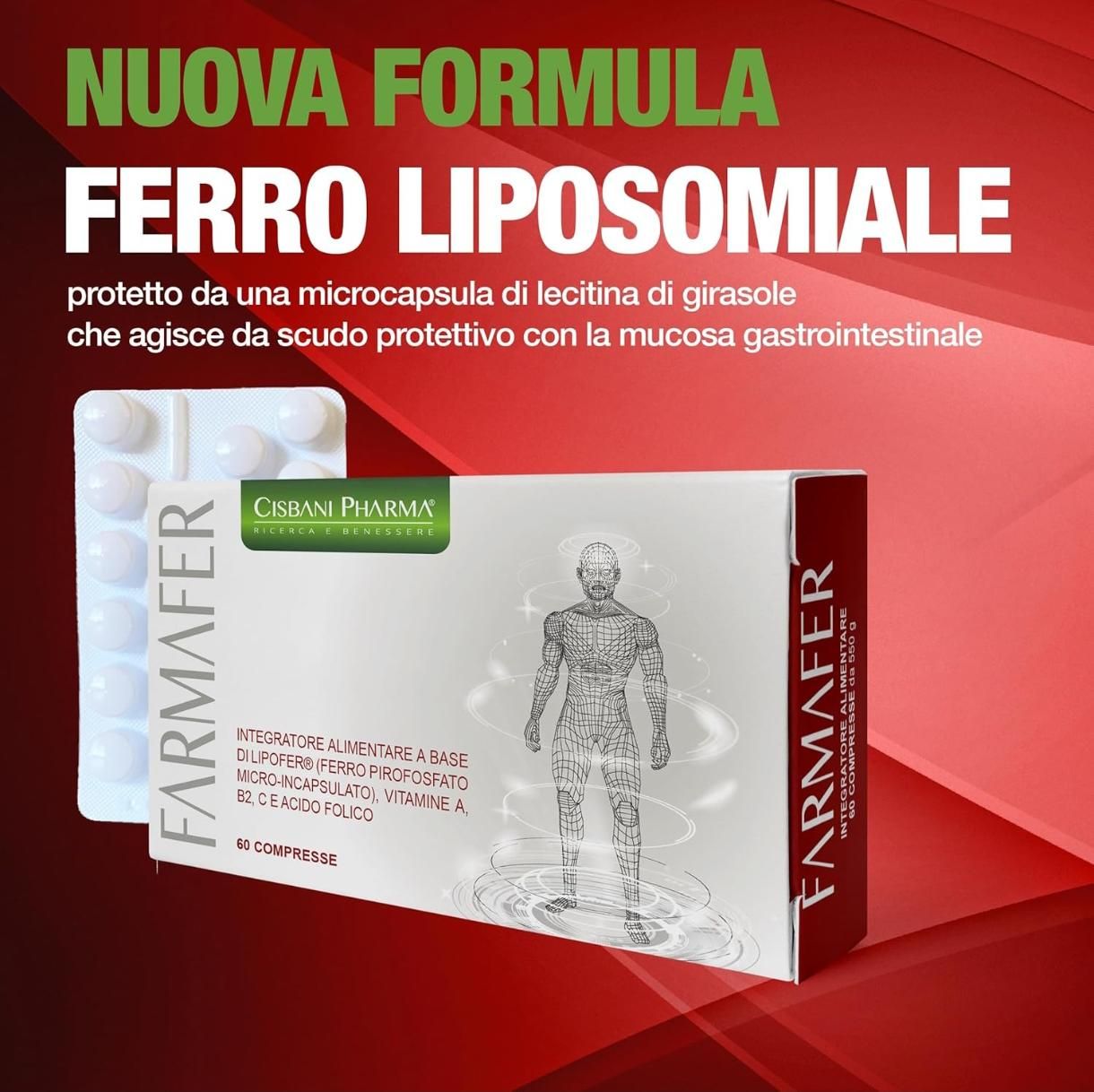 Cisbani Pharma FarmaFER - Integratore alimentare a base di Ferro, Vitamine e Acido Folico
