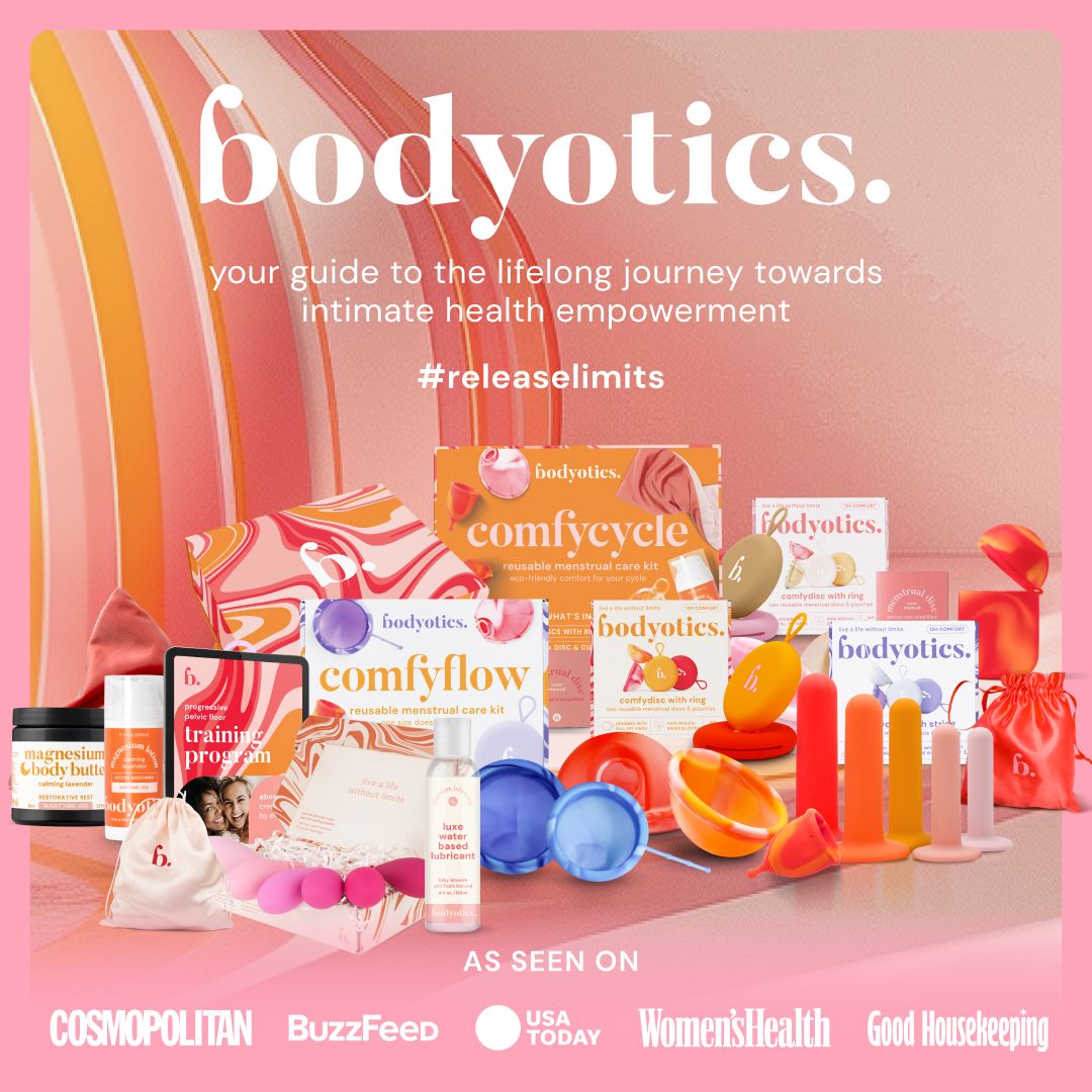 Prodotti Bodyotics per la cura intima e il benessere, inclusi dischi mestruali e Comfycle.