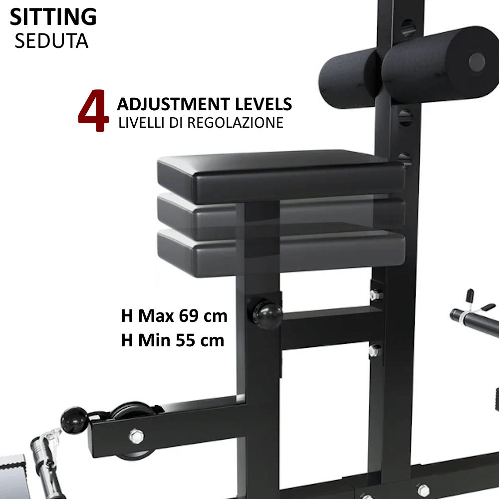 FFitness LAT MACHINE PULLEY PANCA MULTIFUNZIONE E SISTEMA DI PULEGGIA FF