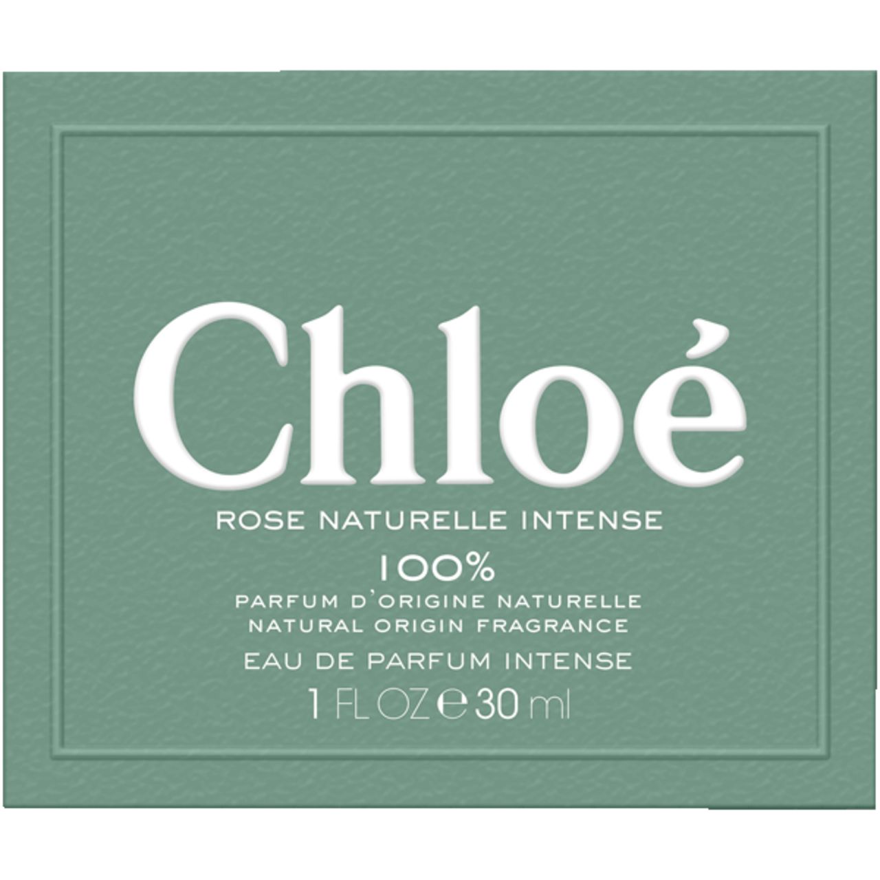 Confezione quadrata verde con scritta bianca "Chloé", nome del prodotto e informazioni.