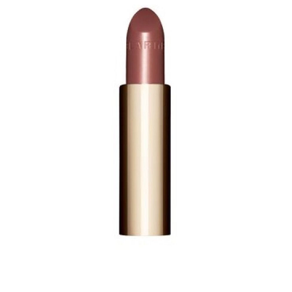 Rossetto rosa chiaro in un astuccio dorato. Il rossetto è leggermente estratto.