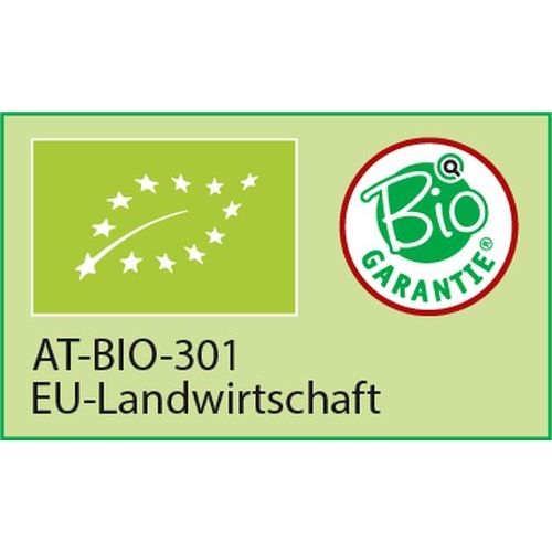 Sigillo Bio UE e sigillo Bio Garanzia con indicazione AT-BIO-301.