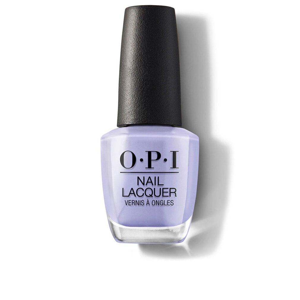 Flacone di smalto lilla. Tappo nero. O.P.I. Nail Lacquer. 15 ml.