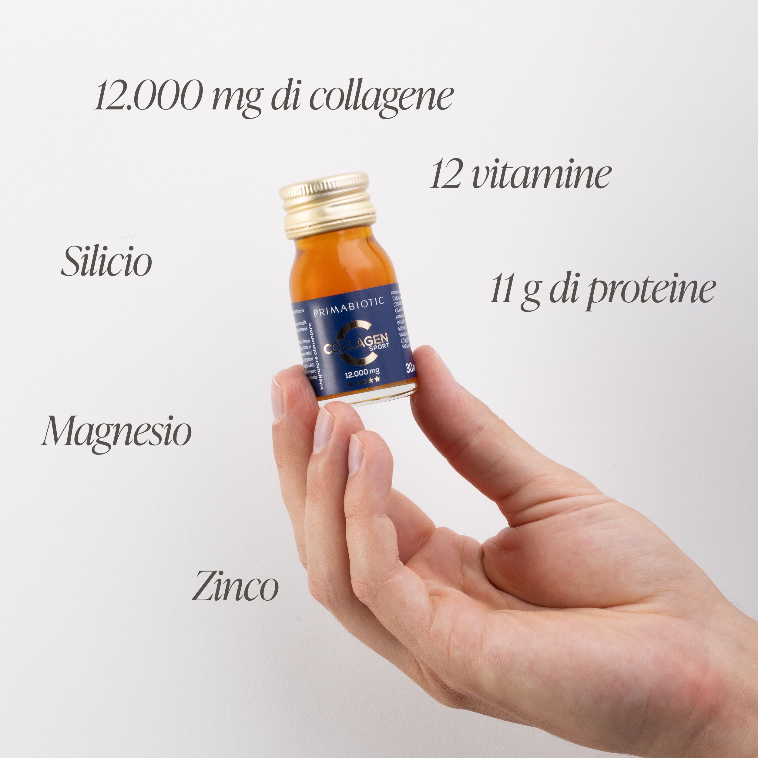 Collagene da bere 12000 mg - Primabiotic Collagen Sport - Shot 90 Flaconi da 30ml (2700 ml)