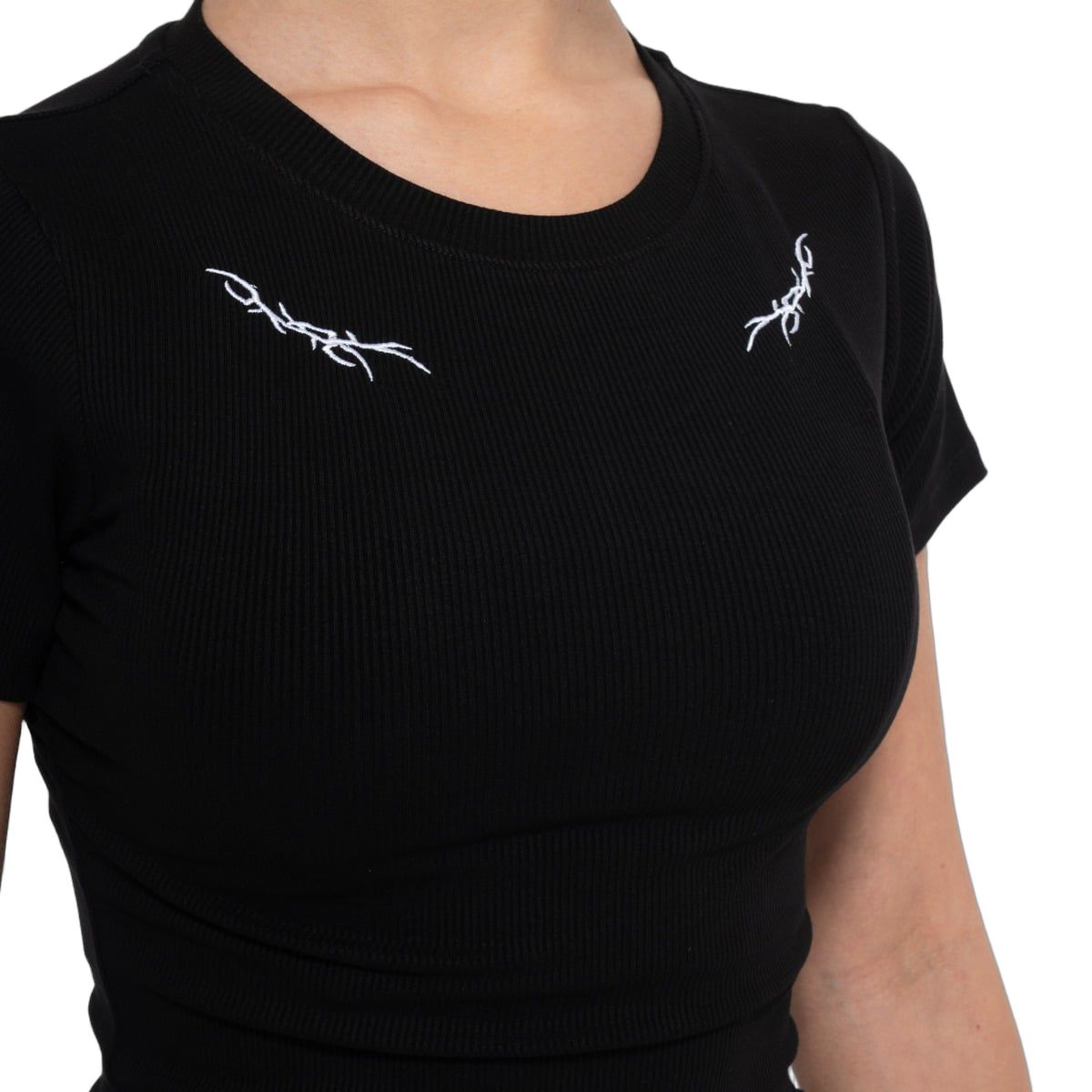 GymBeam Top donna a costine slim Tribal nero