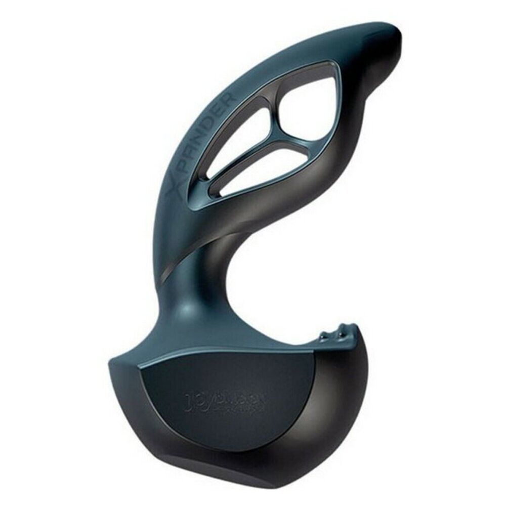 Prodotto benessere grigio scuro, forma curva con impugnatura. Aperture visibili e base arrotondata. Marchio JOYDIVISION XPANDER.