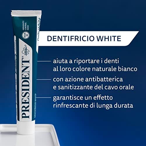 President KIT 6 Dentifricio White Sbiancante Menta Piemontese RDA 85 - 6x75ml