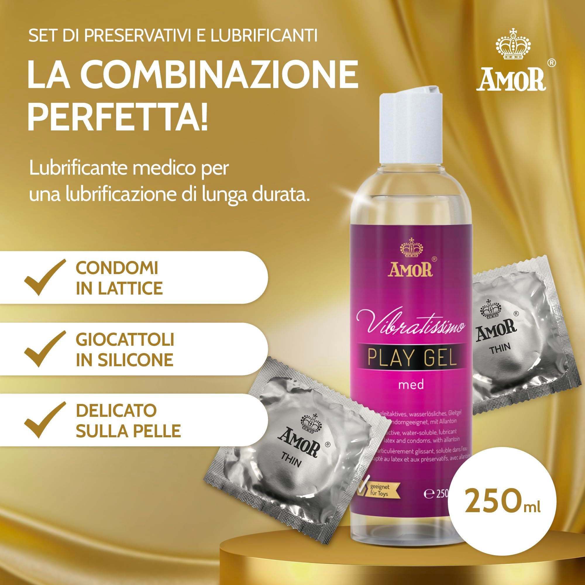 AMOR Strong Preservativi + PlayGel Silicone Set