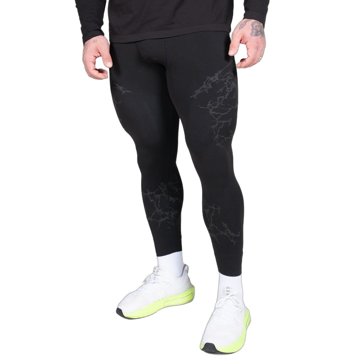 GymBeam Leggings uomo senza cuciture slim in poliestere, nylon ed elastan Static nero