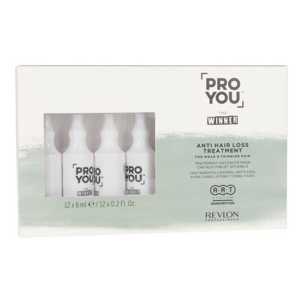 Confezione da 12 fiale. Scritta: Pro You The Winner Anti Hair Loss Treatment. Revlon Professional.