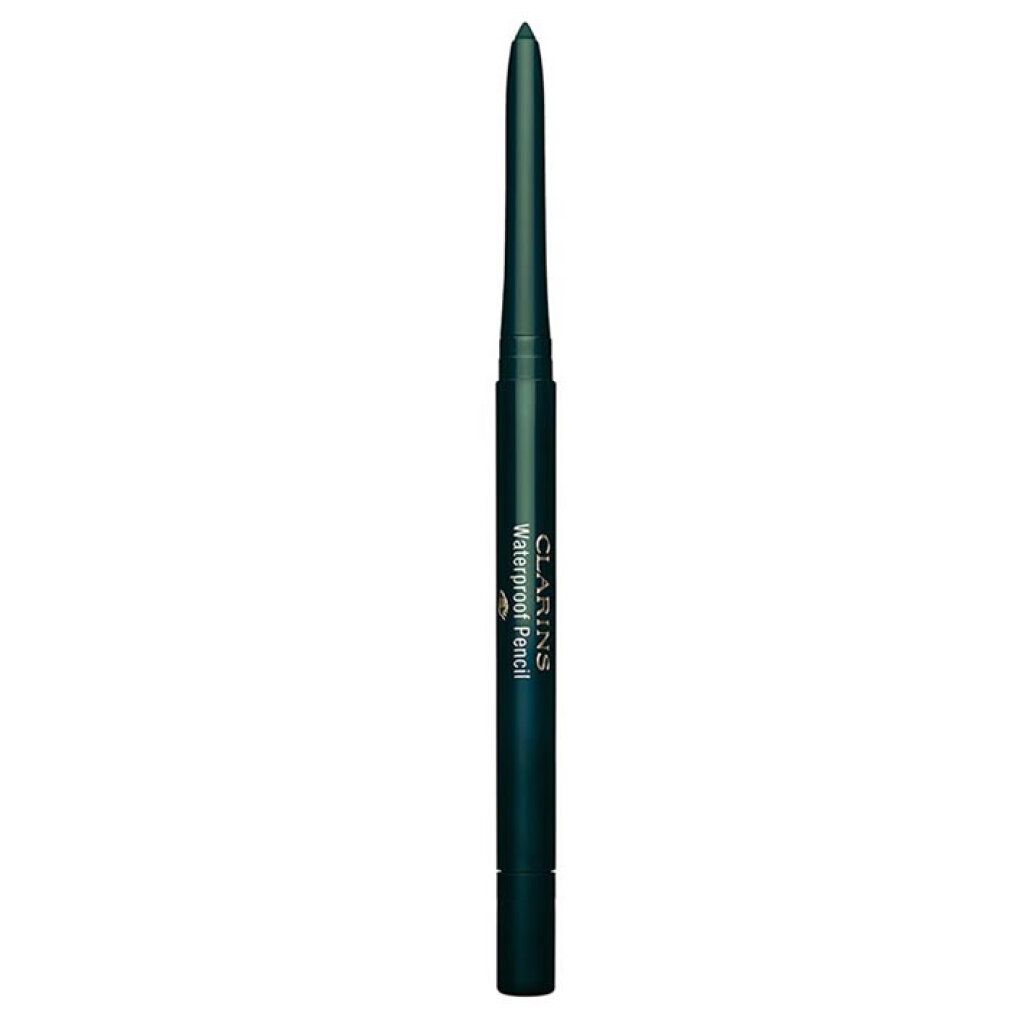 Matita Waterproof Clarins verde. Scritta: Clarins Waterproof Pencil. Punta rivolta verso l'alto.