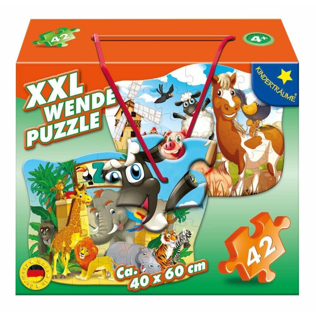 Puzzle bifacciale m.i.c. Animali della fattoria e dello zoo xxl 42 pezzi